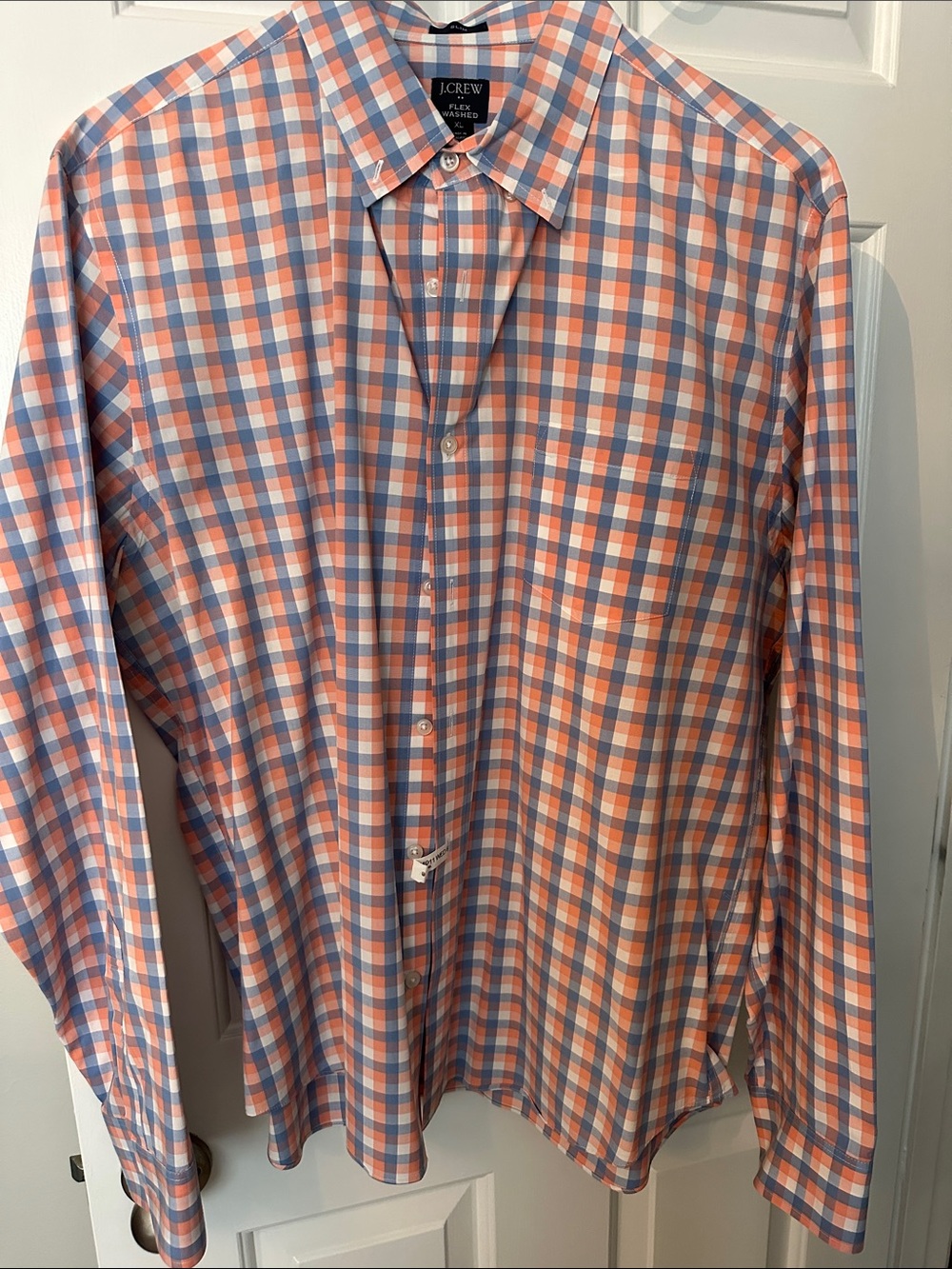 J. Crew Men’s Coral & Light Blue Checked Button-Down Shirt